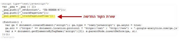 הקוד שצריך להוסיף בקוד גוגל אנליטיקס