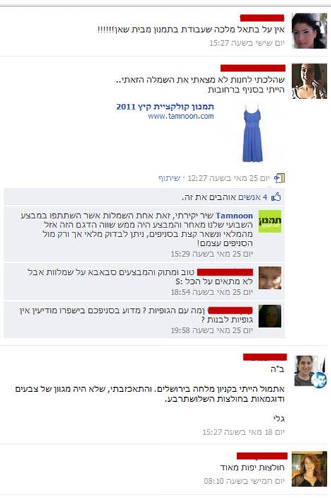 הקיר בעמוד פייסבוק השני של תמנון