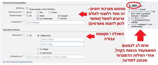 אפשרויות מתקדמות למיקוד קהל היעד