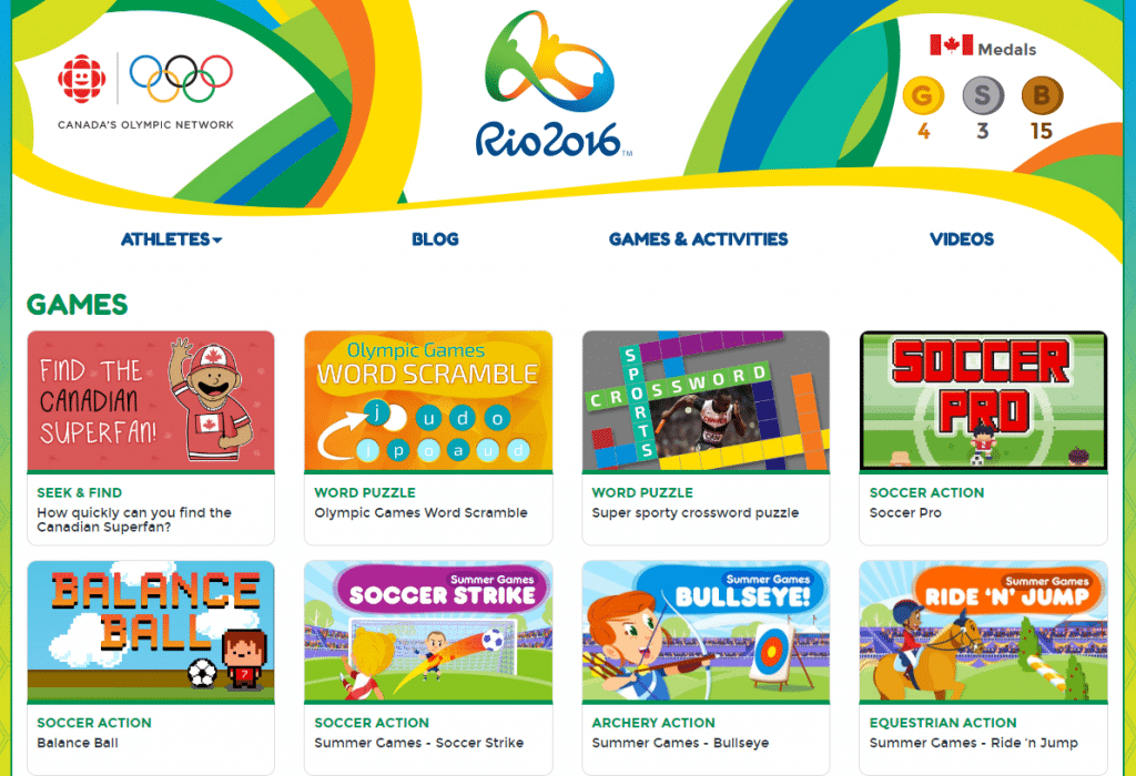 CBC Radio Canada olympics website