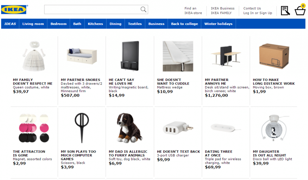 IKEA retail therapy website