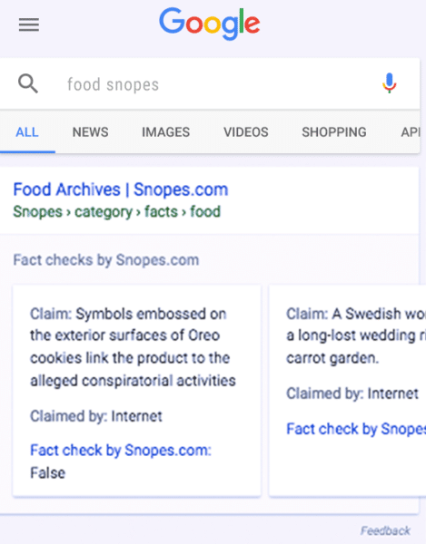 Google fact check carousel