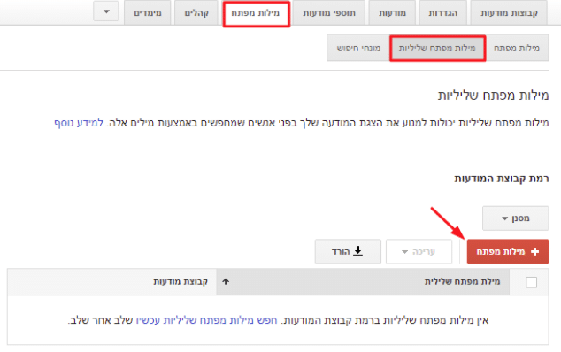 מילות מפתח שליליות