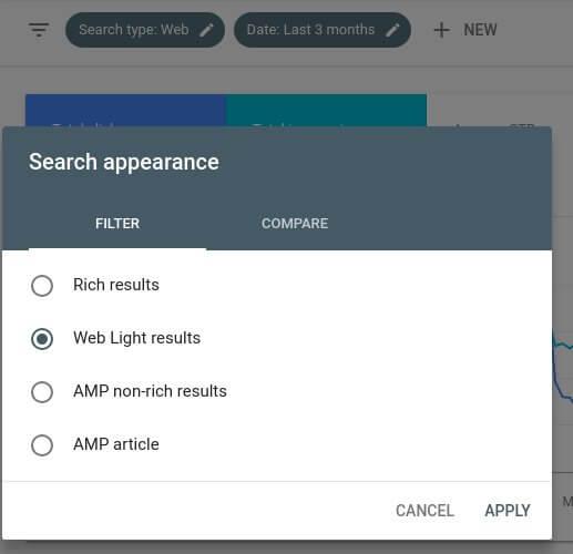 Web Light on Search Console
