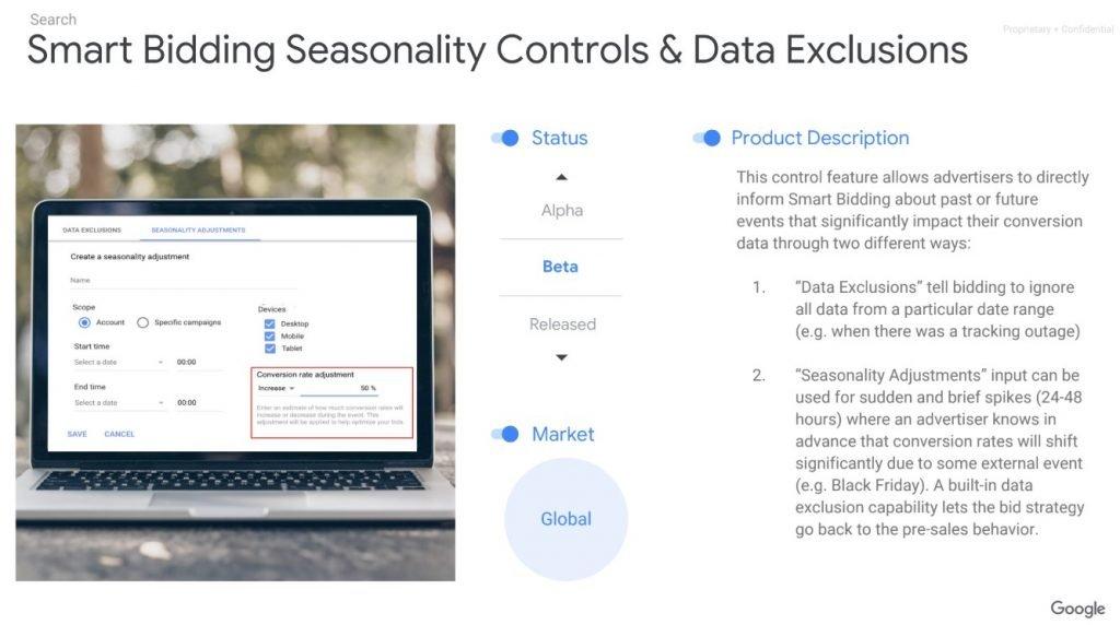 Smart Bidding Seasonality Controls & Data Exclusions