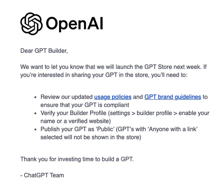 הודעת OpenAI על פתיחת החנות