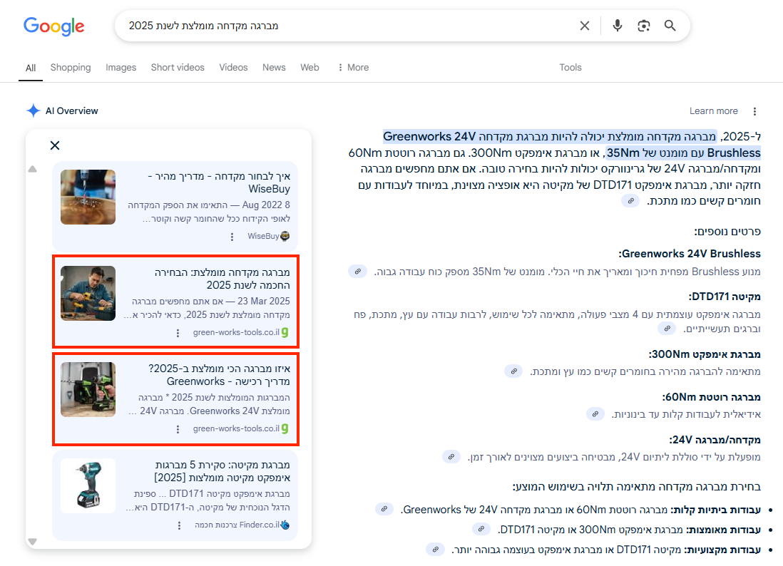 לוחצים על Show all כדי לקבל את כל הלינקים בתיבה