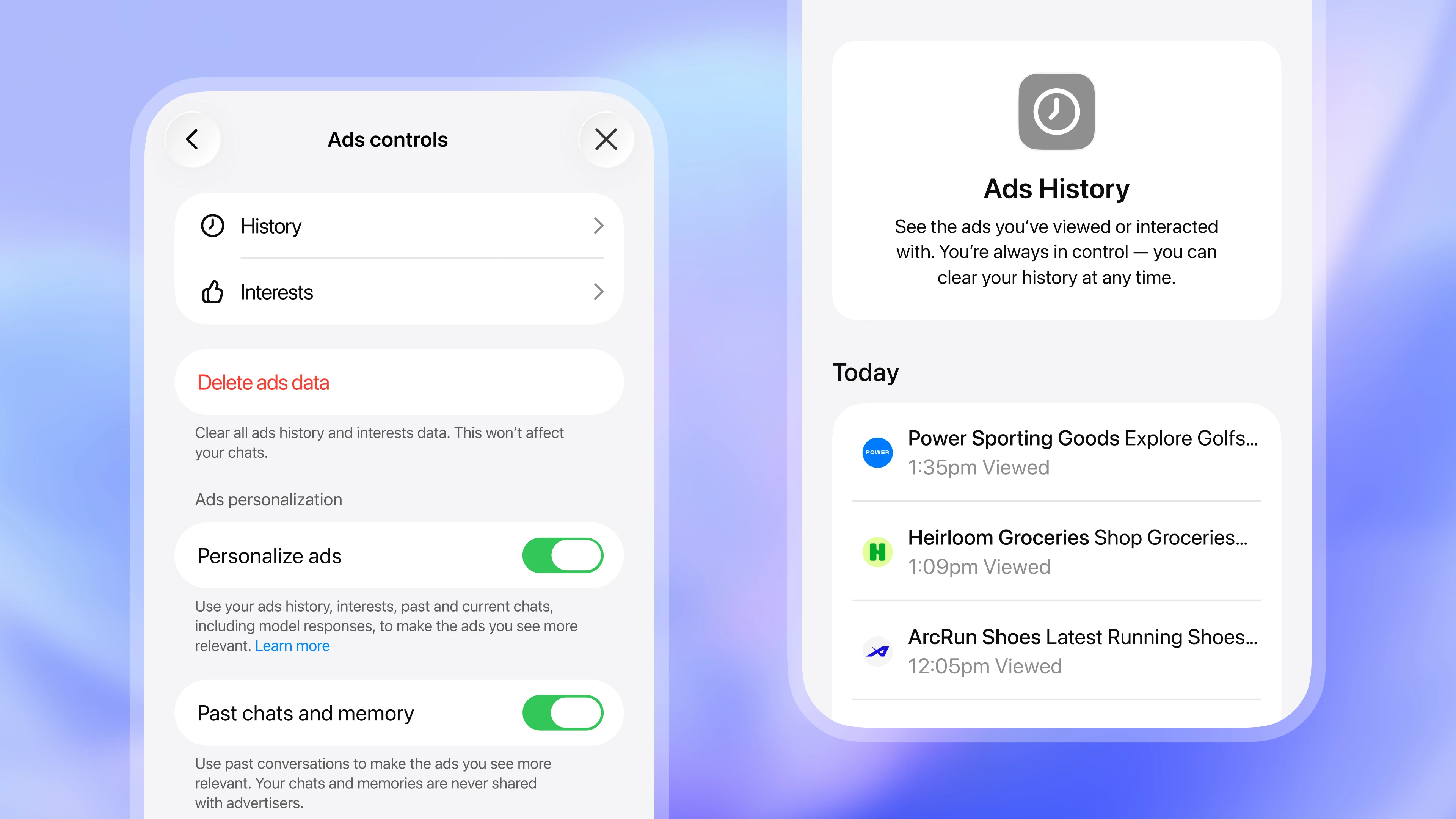 שליטה במודעות שמוצגות ב-ChatGPT